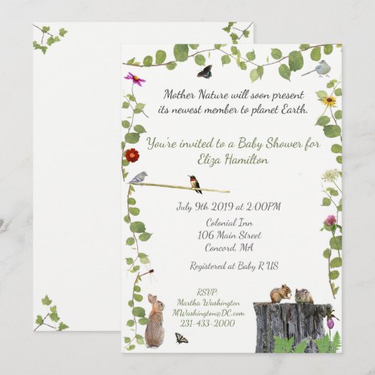 Die Natur fordert:Kinderdusche Einladung (Vorne/Hinten)