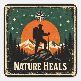 Die Natur heilt – Draußen Wellness Achtsamkeit Quadratischer Aufkleber