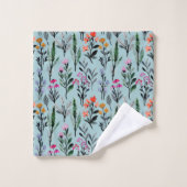 Die Natur im Sommer Blaues Muster der Blume Badhandtuch Set (Waschlappen)