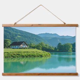 "Die Natur ins Innere bringen - Seenähe Wandteppich Mit Holzrahmen