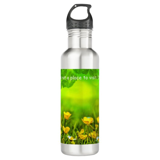 "Die Natur ist. . Zuhause' Buttercups Sunlight Fot Edelstahlflasche (Vorderseite)