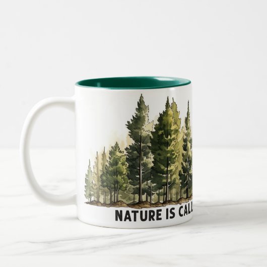 Die Natur ruft und ich muss gehen! Mug Zweifarbige Tasse (Links)