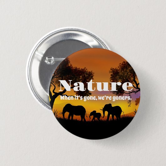 Die Natur und Elefanten schätzen Button (Vorne & Hinten)