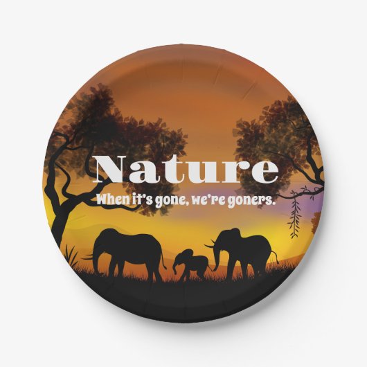 Die Natur und Elefanten schätzen Pappteller (Vorderseite)