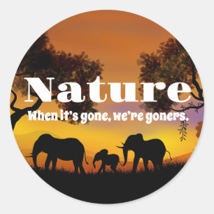 Die Natur und Elefanten schätzen Runder Aufkleber