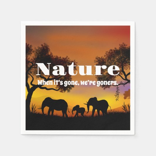 Die Natur und Elefanten schätzen Serviette (Vorderseite)