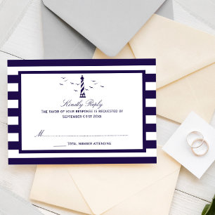Die nautische Leuchtturm-Hochzeitskollektion RSVP Karte