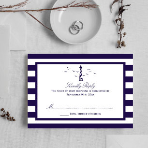 Die nautische Leuchtturm-Hochzeitskollektion RSVP Karte