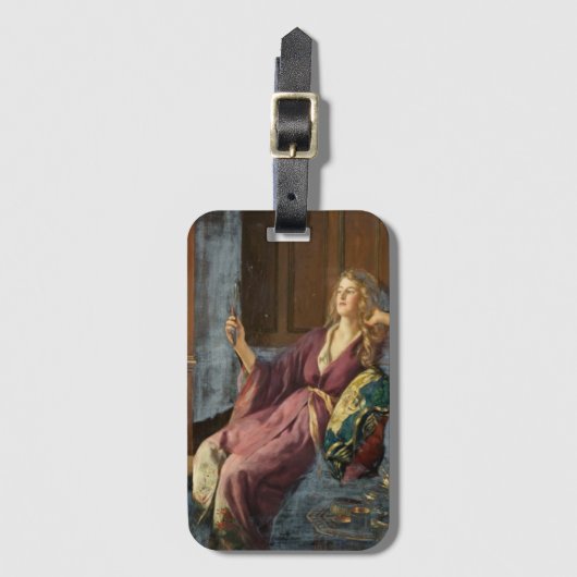 Die neckende Kokette (von John Collier) Gepäckanhänger (Vorderseite Vertikal)