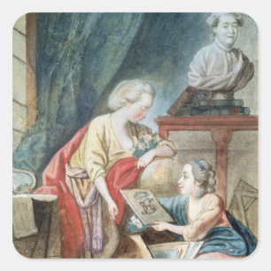 Die Necker Familie im Jahre 1780 Quadratischer Aufkleber