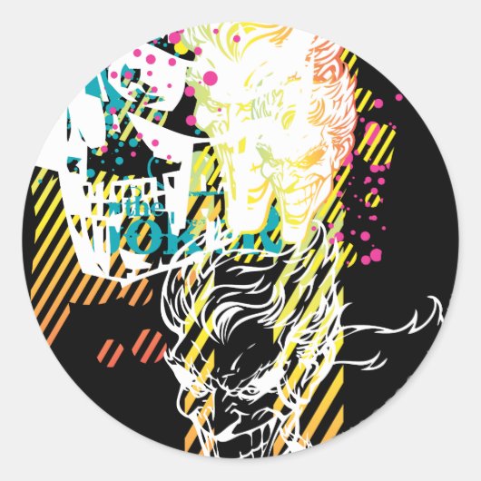 Die Neonmontage des Jokers Runder Aufkleber (Vorderseite)