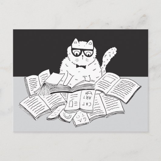 Die Nerd Cat Postkarte (Vorderseite)