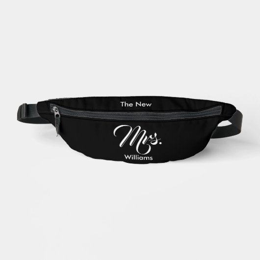 Die neue Frau Name Schwarz-Weiß-Script Bauchtasche (Vorderseite)