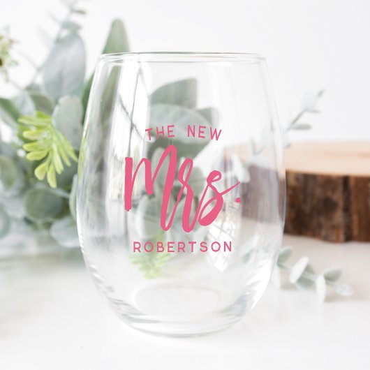 Die neue Frau Personalisiert Bride Weinglas Ohne Stiel