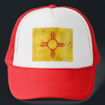 Die neue mexikanische Staatsflagge - Aquarellfarbe Truckerkappe<br><div class="desc">Karo diesen phantastischen Hut mit einer Aquarell New Mexico State Flag heraus! Karo in meinem Shop für weitere Designs! Oder wenn du etwas Angewohntes lasse, dann weiß ich es. Passen Sie es mit Ihrem eigenen Text an! Wenn du es kaufst, danke! Stellen Sie sicher, dass Sie ein Bild auf Instagram...</div>