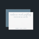 Die neue Mr.   Mrs. Minimalistisch Blue Wedding Hinweiskarte<br><div class="desc">Nutzen Sie diese moderne Wunschkarte in Ihrem Party,  um den Gästen eine persönliche Note für den Ehrengast verlassen. Fügen Sie Ihre Informationen zum Vorlagenformular hinzu. Das erweiterte Bearbeitungsmenü erlaubt es Ihnen,  die Farben und die Schriftart zu ändern.</div>