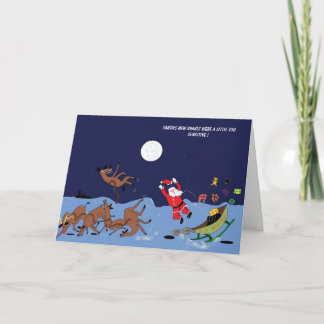 Die neuen Bremsen des Weihnachtsmanns waren ein bi Feiertagskarte