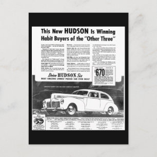 Die neuen Hudson-Automobil-Postkarten von 1940 Postkarte