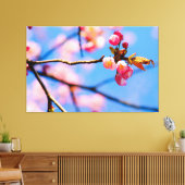 Die neugeborenen Sakura-Blume und der blaue Frühli Leinwanddruck (Insitu (Wohnzimmer))