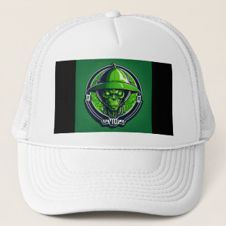 Die neugierige grüne Alien Truckerkappe