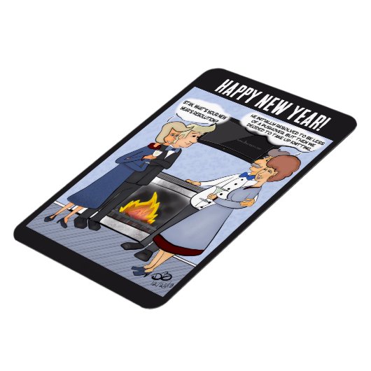 Die Neujahrsresolution Funny Cartoon Magnet (Linke Seite)