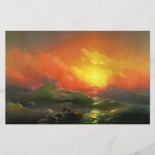 Die Neunte Welle (Stürmische See mit rotem Sonnenu Briefpapier