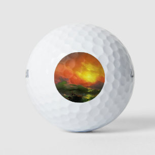 Die Neunte Welle (Stürmische See mit rotem Sonnenu Golfball
