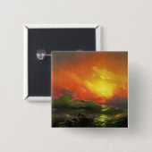 Die neunte Welle (Sturmsee mit rotem Sonnenunterga Button (Vorne & Hinten)