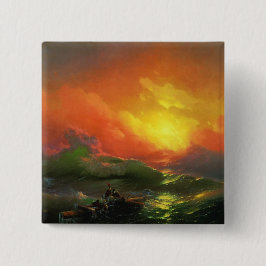 Die neunte Welle (Sturmsee mit rotem Sonnenunterga Button