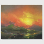 Die neunte Welle (Sturmsee mit rotem Sonnenunterga Geschenkpapier (Flach)