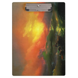 Die neunte Welle (Sturmsee mit rotem Sonnenunterga Klemmbrett