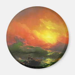 Die neunte Welle (Sturmsee mit rotem Sonnenunterga Magnet