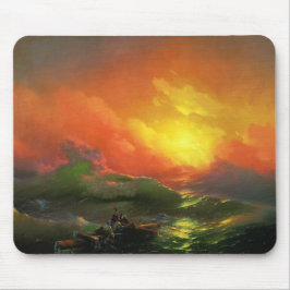 Die neunte Welle (Sturmsee mit rotem Sonnenunterga Mousepad