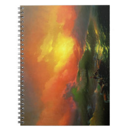 Die neunte Welle (Sturmsee mit rotem Sonnenunterga Notizblock