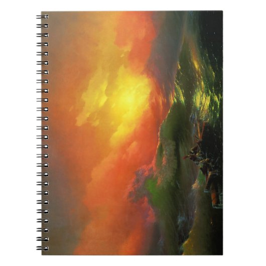 Die neunte Welle (Sturmsee mit rotem Sonnenunterga Notizblock (Vorderseite)