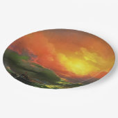 Die neunte Welle (Sturmsee mit rotem Sonnenunterga Pappteller (Schrägansicht)