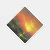 Die neunte Welle (Sturmsee mit rotem Sonnenunterga Serviette (Ecke)