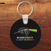 Die Neurovielfalt feiert das Spektrum. Das Gehirn Schlüsselanhänger (Vorderseite)