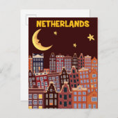 Die Niederlande bei Nacht Postkarte (Vorne/Hinten)