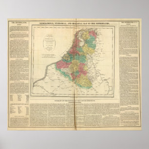 Die Niederlande, Beligium Atlas-Karte Poster