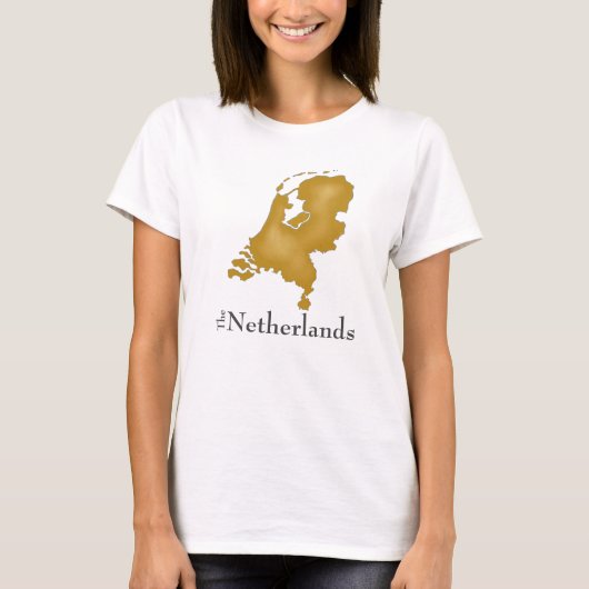 Die Niederlande in Gold mit feinem Text T-Shirt (Vorderseite)