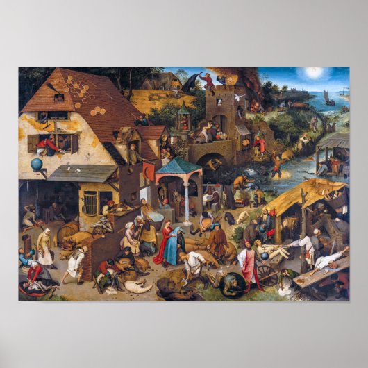 Die niederländischen Sprichwörter | Pieter Bruegel Poster (Vorne)