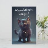 Die niedliche Black Kitten verbringt 9 Leben bei I Briefpapier (Stehend Vorderseite)