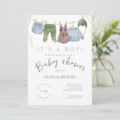 Die Niedliche Dusche der Wasserfarbenkleidung Einladung (Stehend Vorderseite)