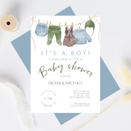 Die Niedliche Dusche der Wasserfarbenkleidung Einladung