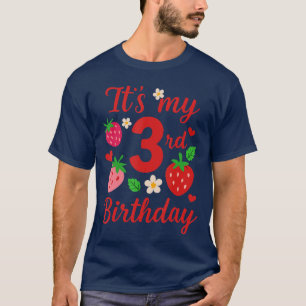 Die Niedliche Erdbeere zum 3. Geburtstag als Gebur T-Shirt