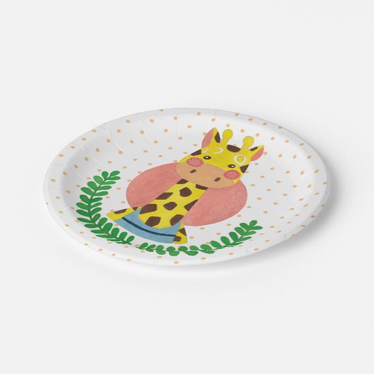 Die niedliche Giraffe Pappteller (Schrägansicht)