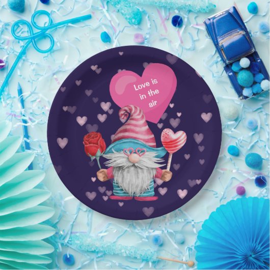 Die niedliche Gnome-Liebe liegt in der Luft Pappteller (Party)