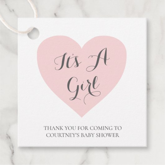 Die Niedliche Pasteldusche in Pink Heart Baby Geschenkanhänger (Vorderseite)