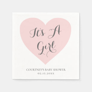 Die Niedliche Pasteldusche in Pink Heart Baby Serviette